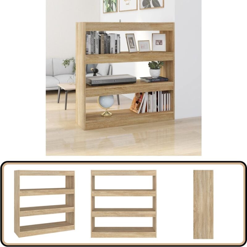 Vidaxl - Bibliothèque/Séparateur de pièce chêne sonoma 100x30x103 cm - Bibliothèque En Bois - Bibliothèque Moderne - Étagère Murale - Meuble