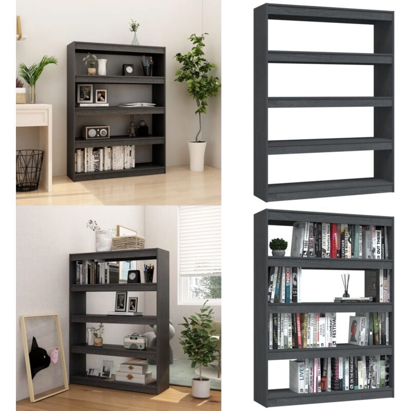 Vidaxl - Bibliothèque/Séparateur de pièce Gris 100x30x135,5cm Pin massif - Bibliothèque - Étagère - Meuble De Salon - Séparation Pièce - Bois Massif