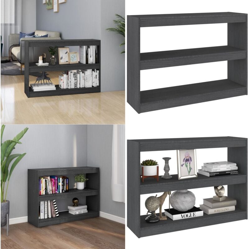 Vidaxl - Bibliothèque/Séparateur de pièce Gris 100x30x71,5 cm Pin massif - Bibliothèque - Étagère - Meuble De Rangement - Séparateur De Pièce