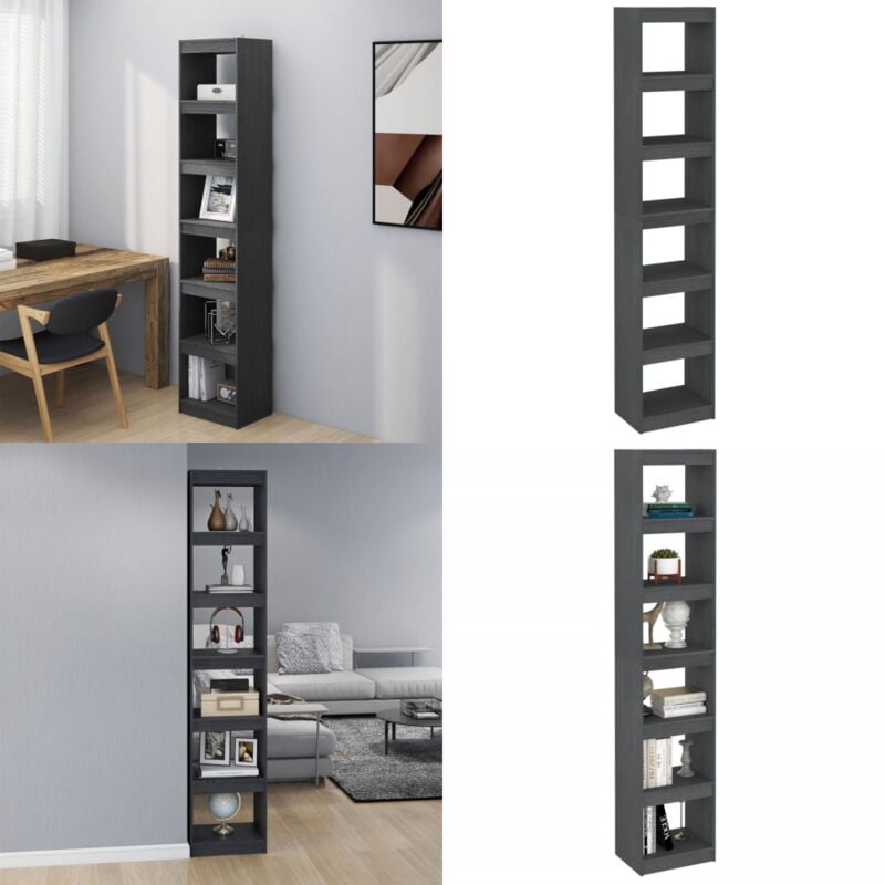 Vidaxl - Bibliothèque/Séparateur de pièce Gris 40x30x199 cm Pin massif - Bibliothèque - Meuble De Rangement - Étagère - Séparateur De Pièce