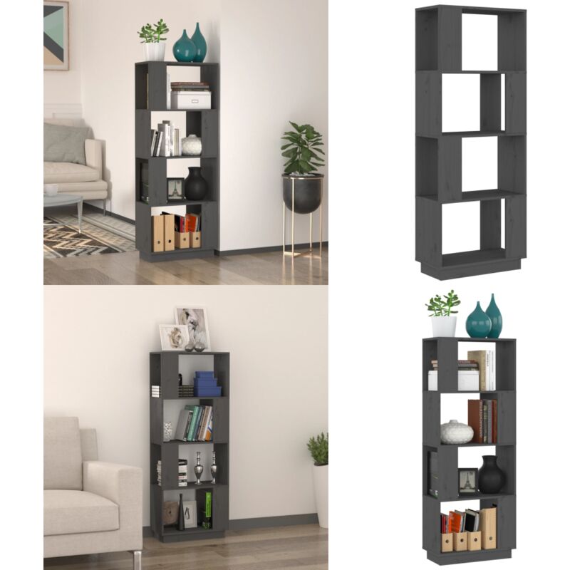 Vidaxl - Bibliothèque/Séparateur de pièce Gris 51x25x132 cm Pin massif - Bibliothèque - Bibliothèque Design - Meuble Rangement - Étagère - Séparateur