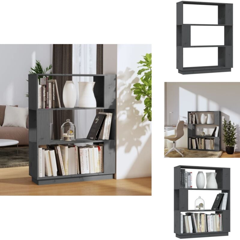 Vidaxl - Bibliothèque/Séparateur de pièce Gris 80x25x101 cm Pin massif - Bibliothèque - Bibliothèque Design - Meuble Rangement - Étagère - Séparateur