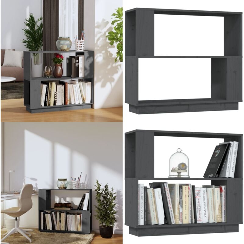 Vidaxl - Bibliothèque/Séparateur de pièce Gris 80x25x70 cm Pin massif - Bibliothèque - Bibliothèque Design - Meuble Rangement - Étagère - Séparateur