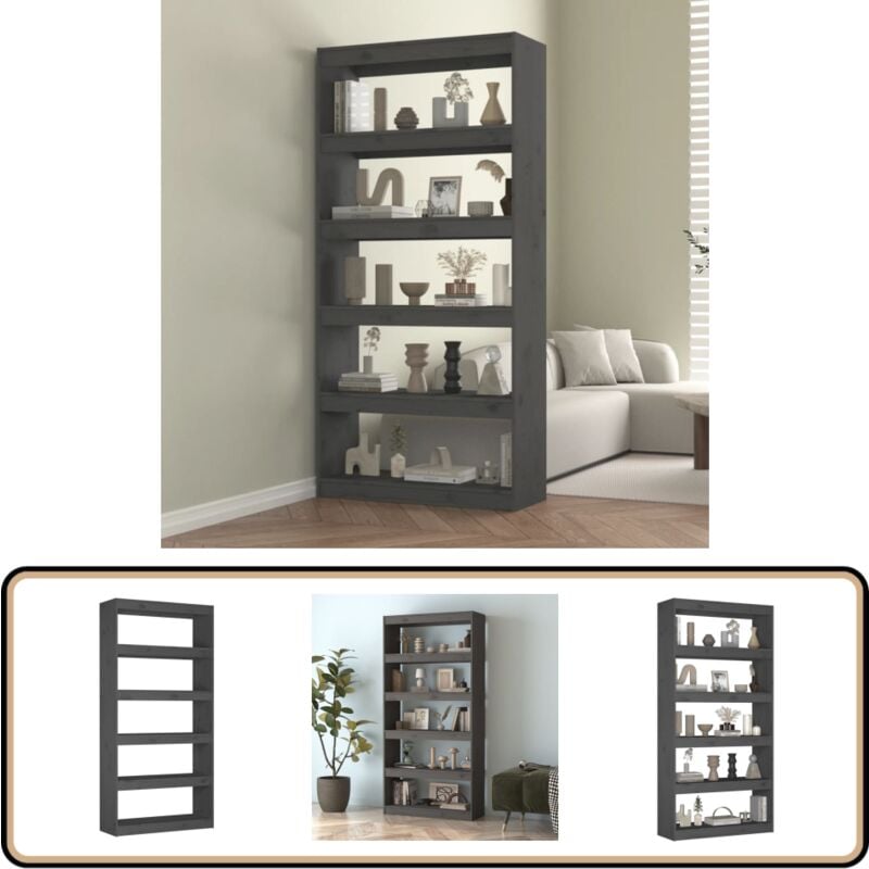 Vidaxl - Bibliothèque/Séparateur de pièce Gris 80x30x167,4 cm Pin massif - Bibliothèque - Meuble De Rangement - Étagère - Séparateur De Pièces