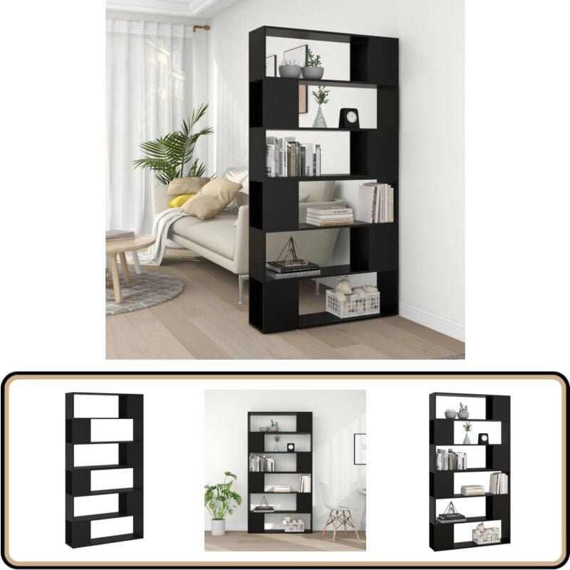 Vidaxl - Bibliothèque/Séparateur de pièce Noir 100x24x188 cm - Bibliothèque - Meuble De Rangement - Étagère - Séparateur De Pièce - Décoration