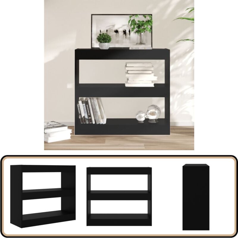 Bibliothèque/Séparateur de pièce Noir 80x30x72 cm - Bibliothèque - Meuble Rangement - Séparateur Pièce - Étagère - Design Intérieur