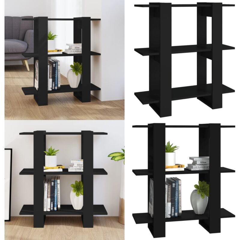 Vidaxl - Bibliothèque/Séparateur de pièce Noir 80x30x123,5 cm - Bibliothèque - Meuble De Rangement - Étagère - Séparateur De Pièces - Bibliothèque