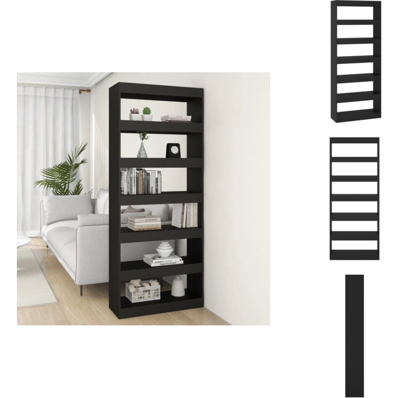 Vidaxl - Bibliothèque/Séparateur de pièce noir bois d'ingénierie - Bibliothèque - Meuble De Rangement - Étagère - Séparateur De Pièces - Mobilier