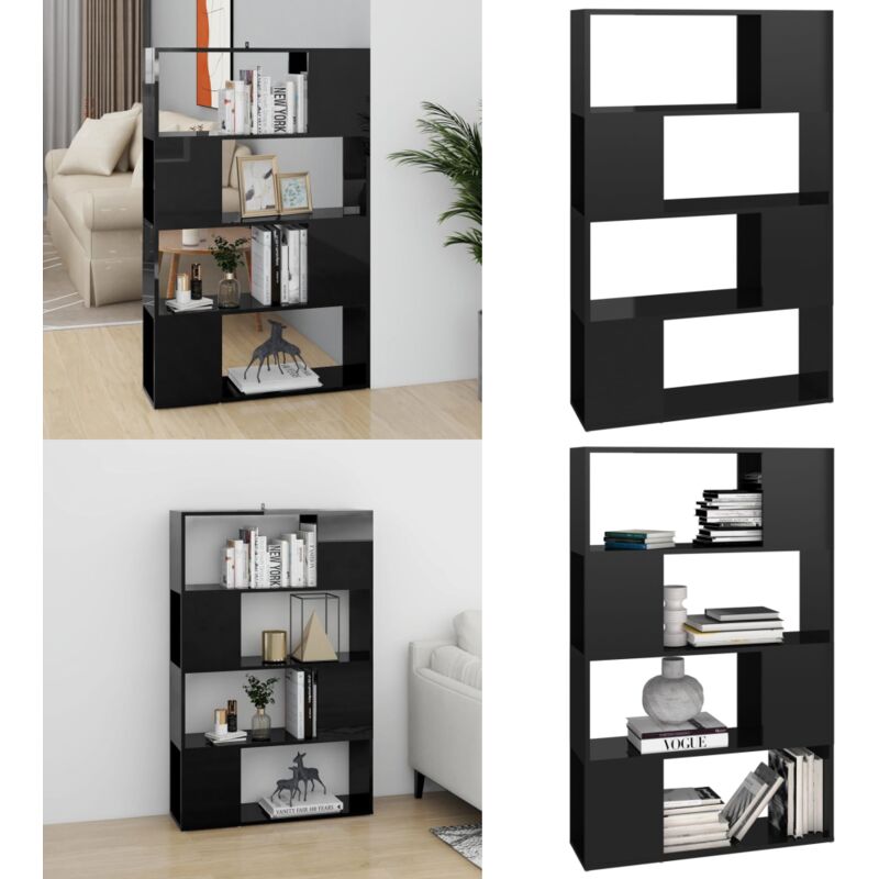 Vidaxl - Bibliothèque/Séparateur de pièce Noir brillant 80x24x124,5 cm - Bibliothèque - Séparateur De Pièce - Meuble Rangement - Étagère - Décoration
