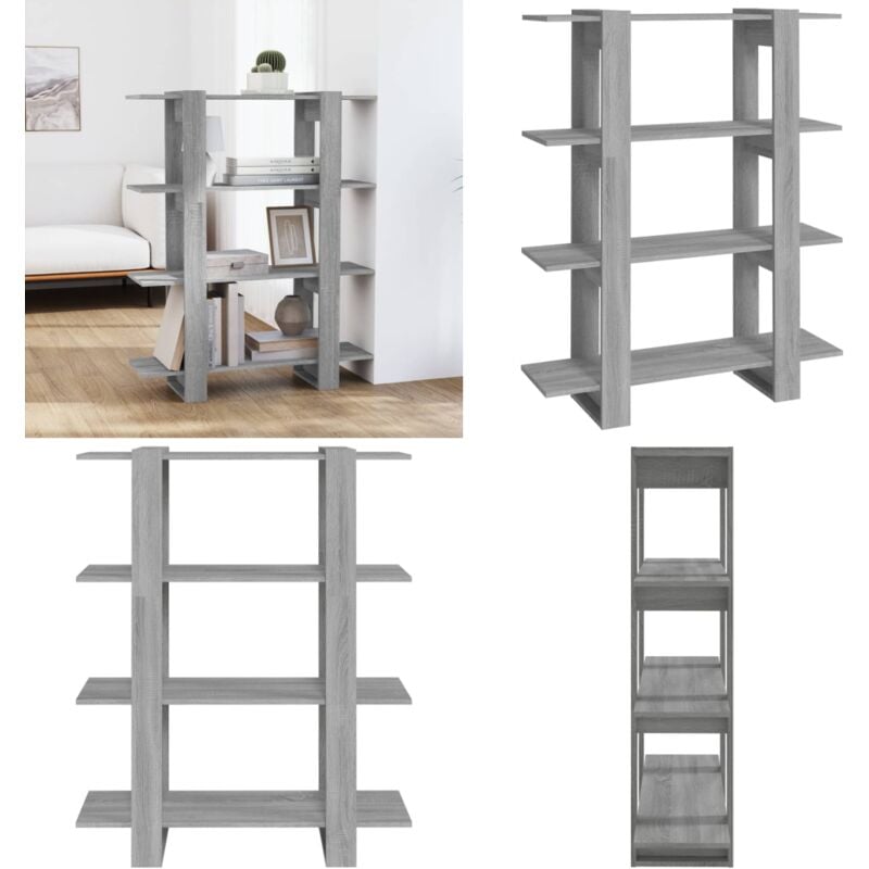 Vidaxl - Bibliothèque/Séparateur de pièce Sonoma gris 100x30x123,5 cm - Bibliothèque - Étagère - Meuble De Rangement - Mobilier Intérieur