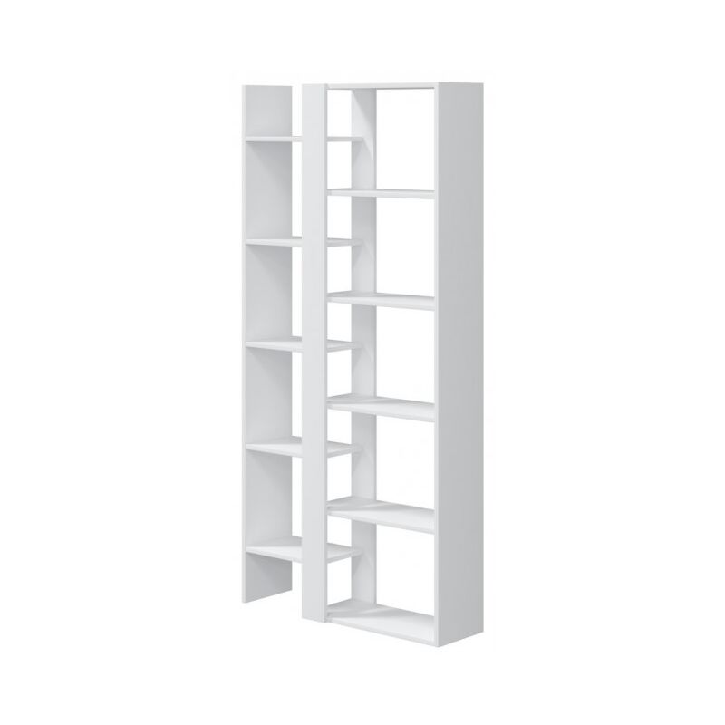 Abitare - Bibliothèque 162 cm blanc mat avec onze étagères - Dali