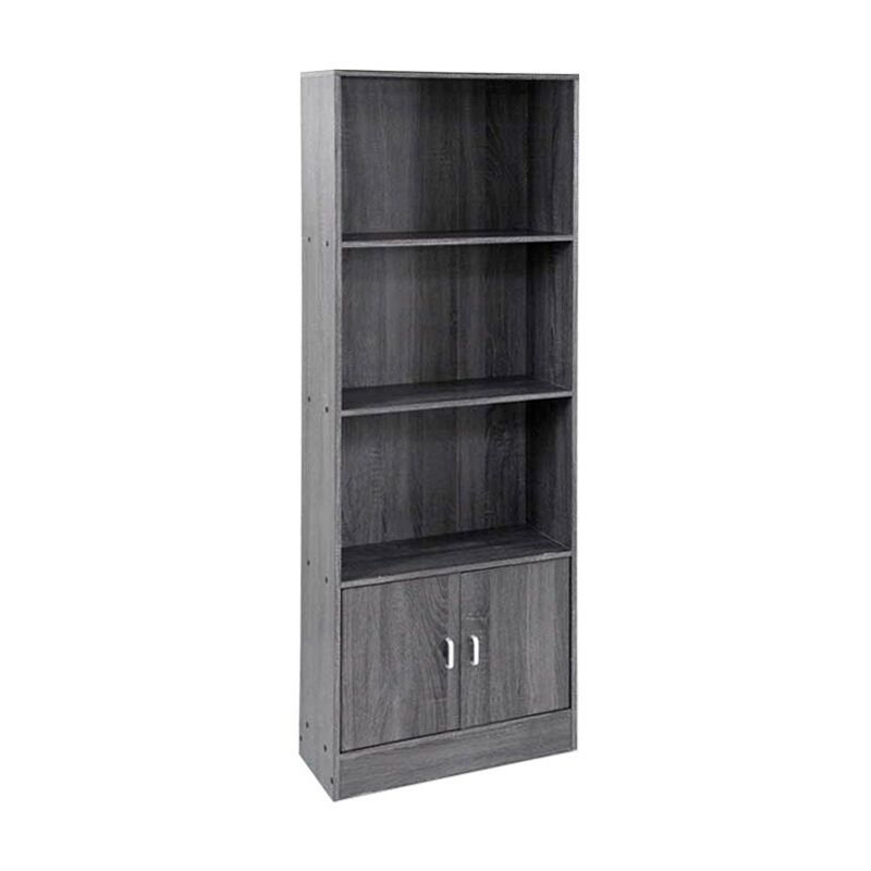 Webmarketpoint - Bibliothèque 3 étagères 2 portes coloris gris 60x24xh.170 cm