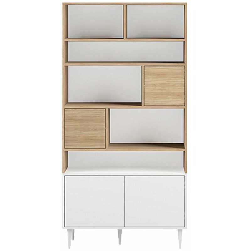Temahome - Bibliothèque HORIZON blanc et chêne naturel - Chêne naturel
