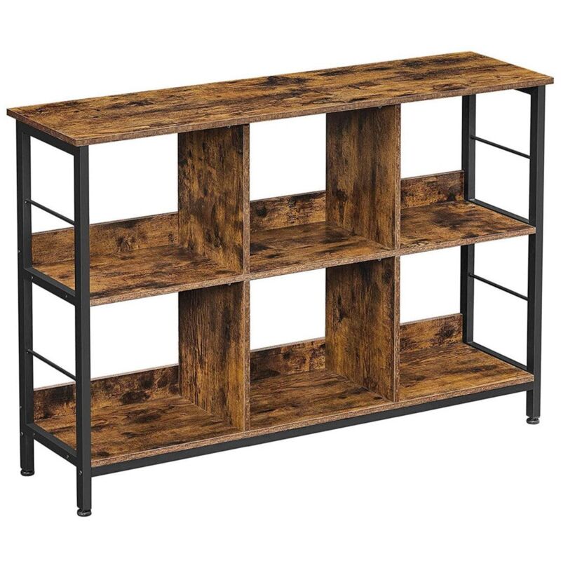 Helloshop26 - Bibliothèque 6 compartiments meuble de rangement ouvert étagère livres horizontale pour bureau salon chambre 120 x 33 x 80 cm style