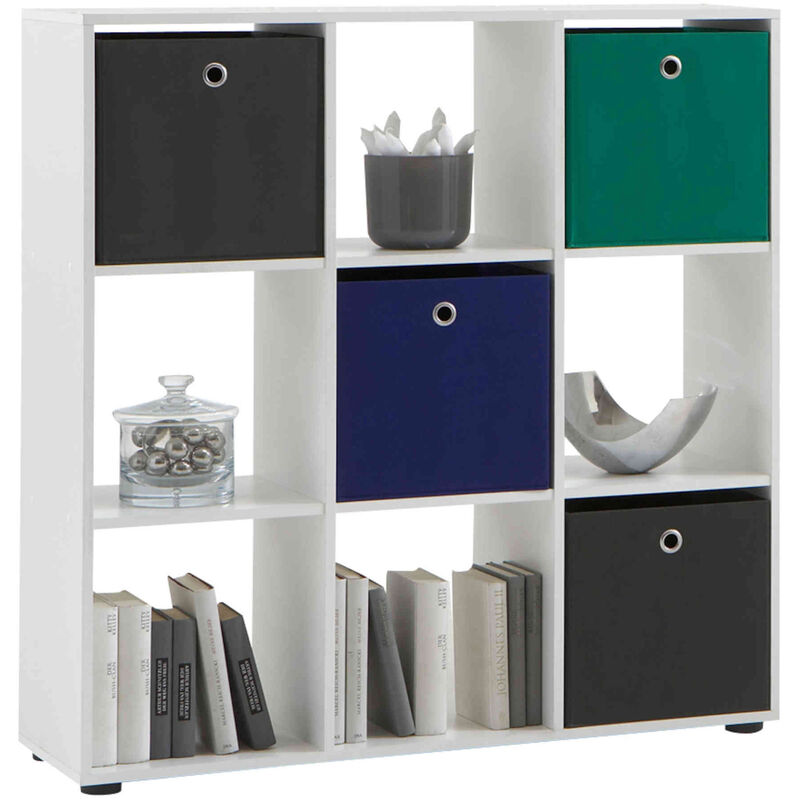 Bibliothèque 9 cases en bois blanc - BI13011 - Blanc