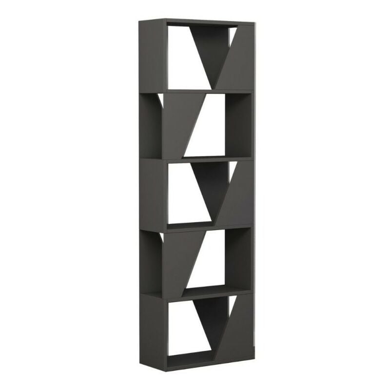 Iperbriko - Bibliothèque anthracite 5 étagères Frame 54xx24xh.168 cm