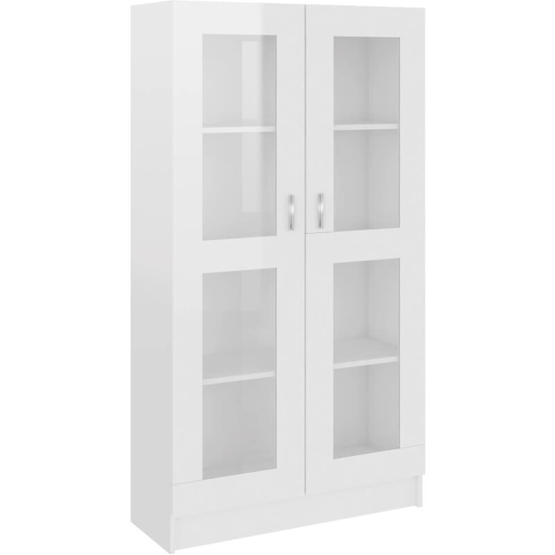 Bibliothèque avec 2 Portes 4 étagères, LEXLIFE Meuble de Rangement pour Salon Chambre - 82,5 x 30,5 x 150 cm - Blanc brillant