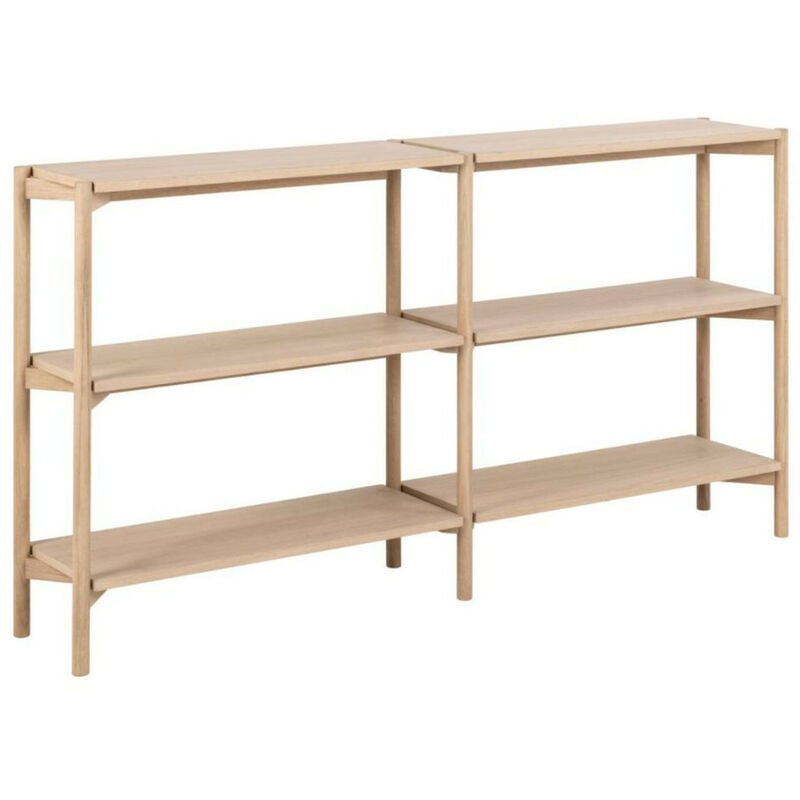 Hellin - Bibliothèque basse scandinave en chêne blanchi 4 tablettes - brenda
