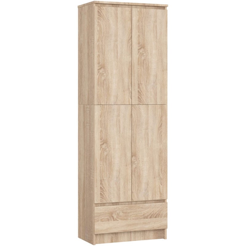 Akord - Bibliothèque de bureau R60 Chêne Sonoma 60 cm 2 portes 1 tiroir façade Chêne Sonoma mat 4 étagères 60x35x180 cm