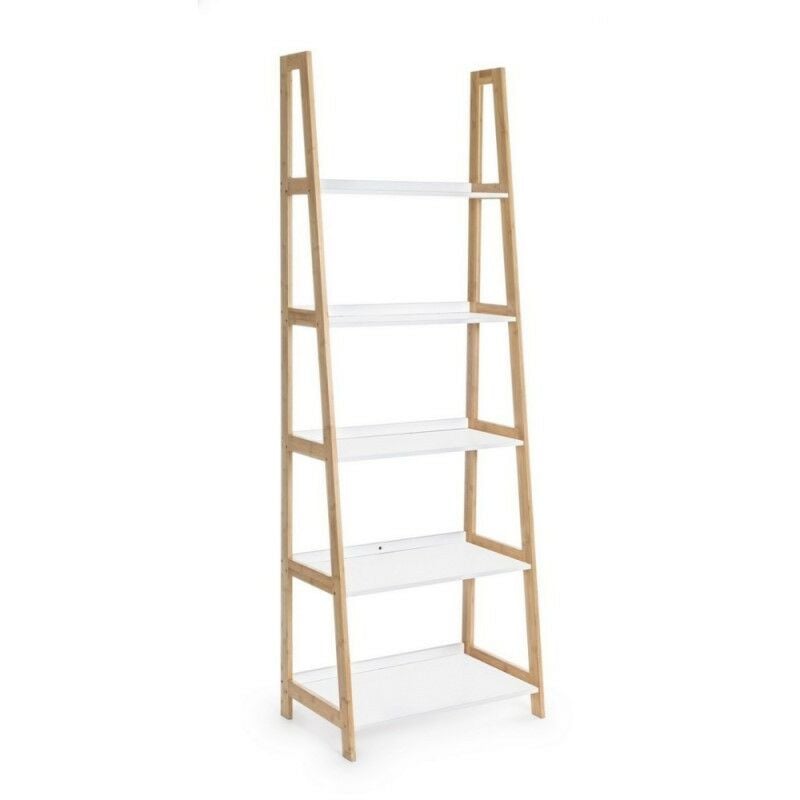Bibliothèque en bambou étagères en mdf laqué blanc mat cm 62,5x 40xh. 180