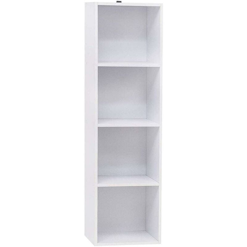 Bibliothèque en bois 4 cubes étagères de bureau 106 cm blanc
