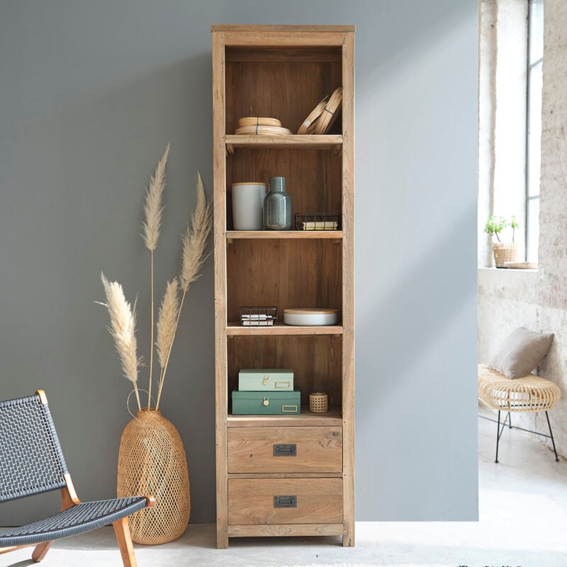 Bibliothèque en teck recyclé massif
