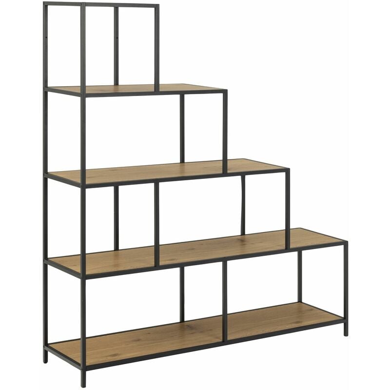 Toilinux - Bibliothèque escalier sur 4 niveaux en Métal et Mélamine