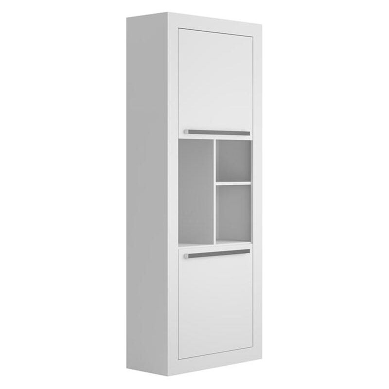 Vente-unique - Bibliothèque avec 2 portes et 3 niches - Blanc - evan