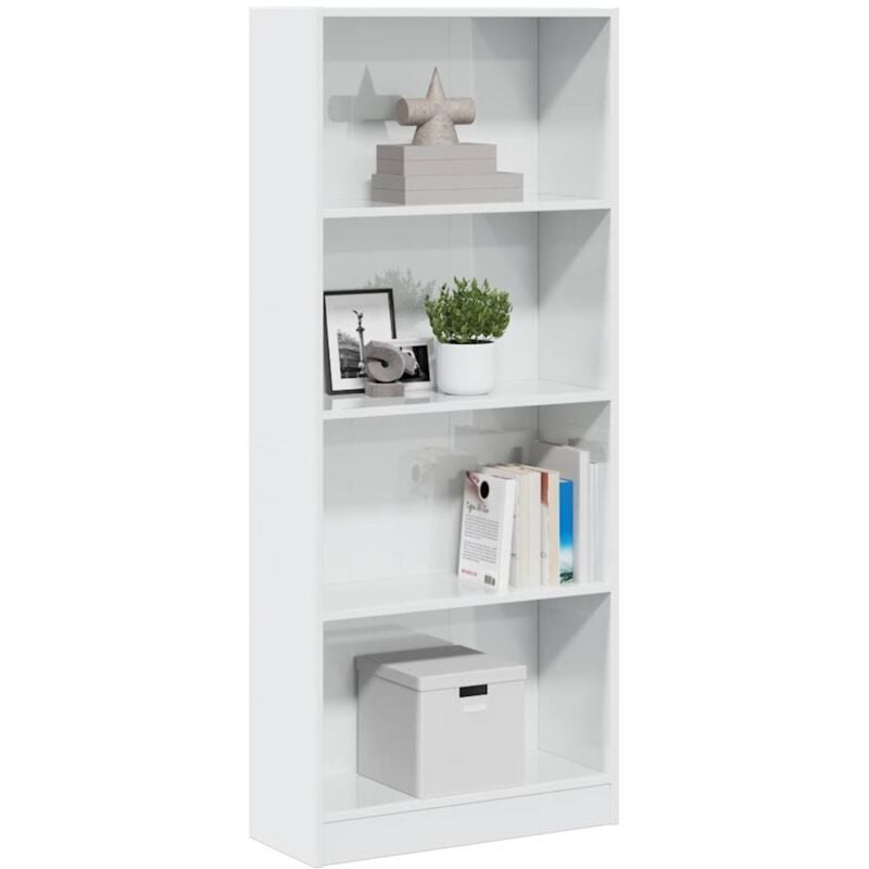 Bibliothèque blanc brillant 60x24x143 cm bois d'ingénierie - Vidaxl
