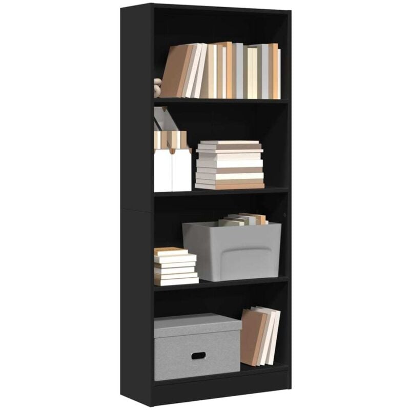 Bibliothèque noir 60x24x143 cm bois d'ingénierie - Vidaxl