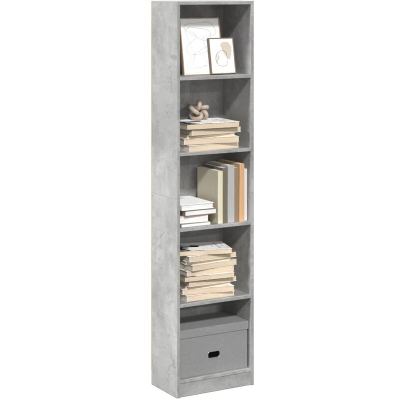 Bibliothèque gris béton 40x24x176 cm bois d'ingénierie - Vidaxl