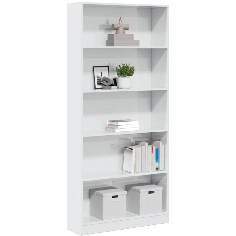 Bibliothèque blanc brillant 80x24x176 cm bois d'ingénierie - Vidaxl