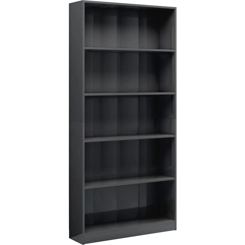 <strong>bibliotheque</strong> a 5 niveaux agglomere 80x24x175 cm gris brillant
