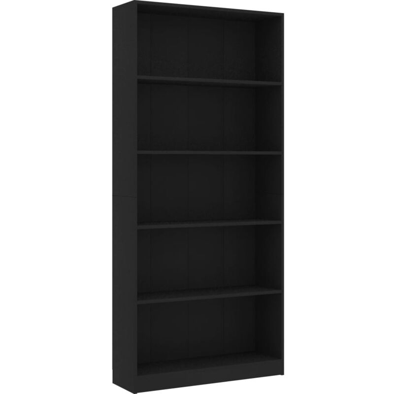 Bibliothèque à 5 niveaux Noir 80x24x175 cm Bois d'ingénierie - Vidaxl