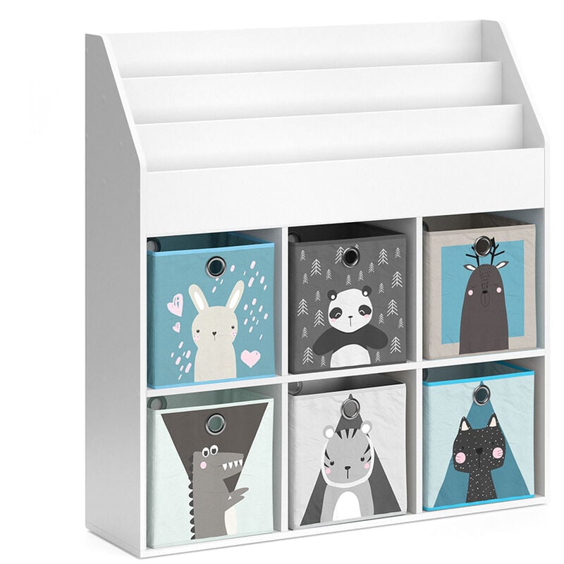 Bibliothèque enfant Luigi, Blanc, 107.2 x 114.2 cm avec 6 boîtes pliantes opt.2 Vicco