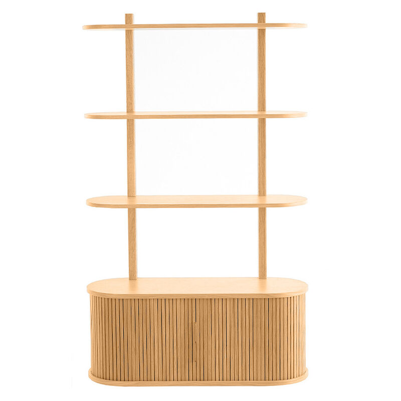 Miliboo - Bibliothèque murale en bois clair chêne avec rangement 2 portes coulissantes L90 cm epic Miliboo - Bibliothèque murale en bois clair chêne avec rangement 2 portes coulissantes L90 cm epic