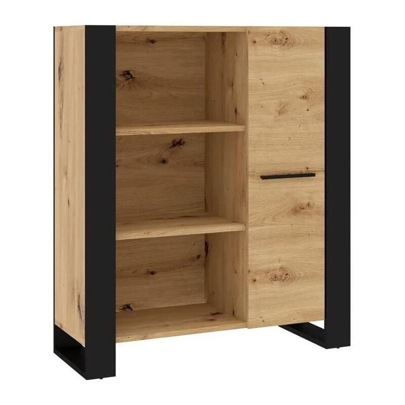 bim furniture - nuka bibliothèque étagère 110x90x43cm chêne noir
