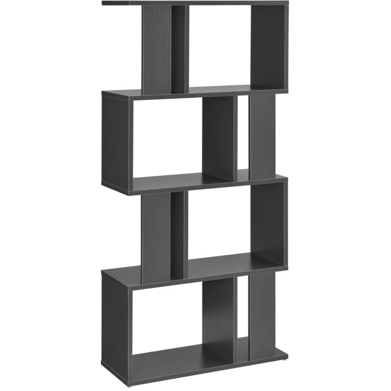Bibliothèque pour salon meuble de rangement stockage avec plusieurs étagères mdf mélaminé 130 cm gris foncé