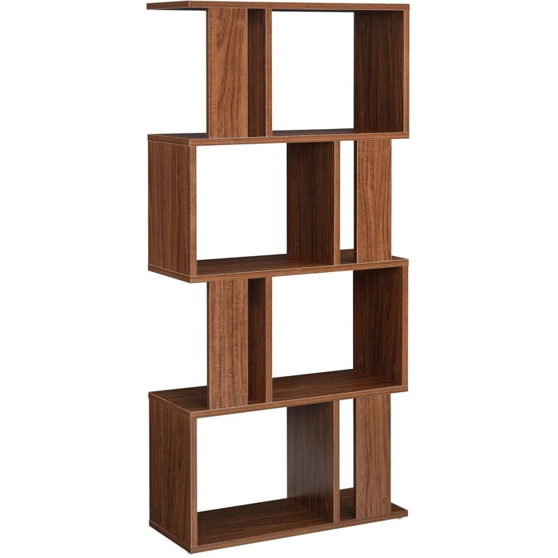 Helloshop26 - Bibliothèque pour salon meuble de rangement stockage avec plusieurs étagères mdf mélaminé 130 cm Noyer