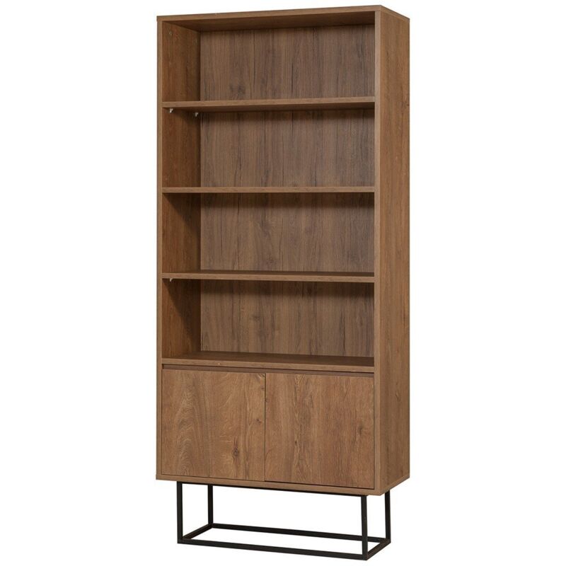 Cotecosy - calicosy - Etagère avec 3 tablettes et 2 portes décor noyer H182 cm - Rea Cotecosy - calicosy - Etagère avec 3 tablettes et 2 portes décor noyer H182 cm - Rea