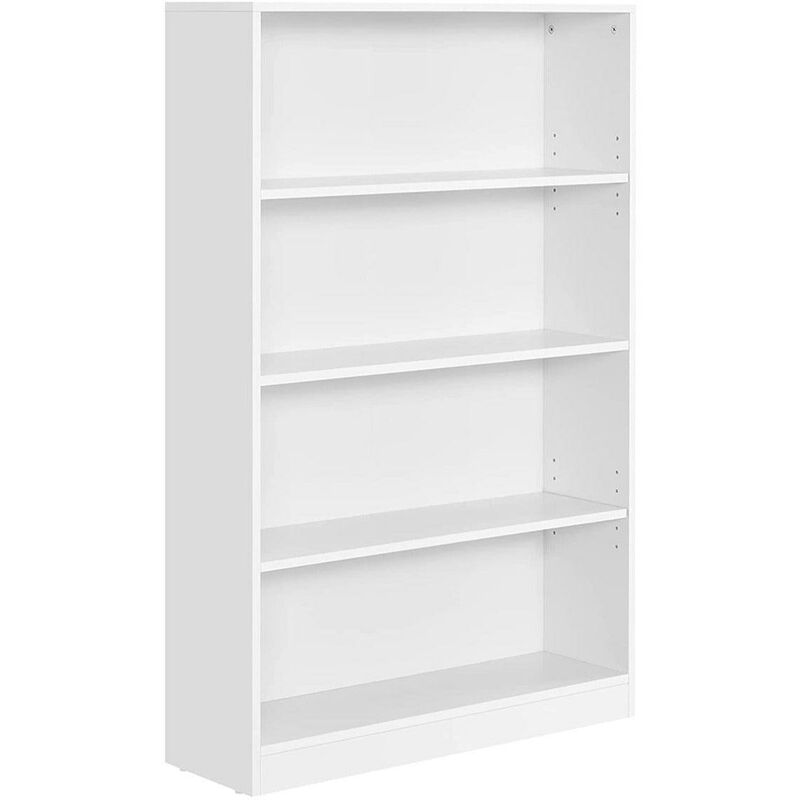 Bibliothèque étagère 4 niveaux meuble de rangement avec étagères réglables en hauteur pour salon chambre bureau 80 x 24 x 121,5 cm blanc