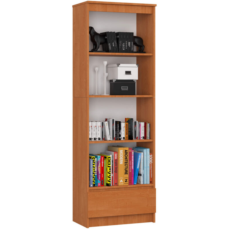 Bibliothèque de bureau AKORD R60 Aulne 60 cm 1 tiroir façade Aulne mat 4 étagères 60x35x180 cm