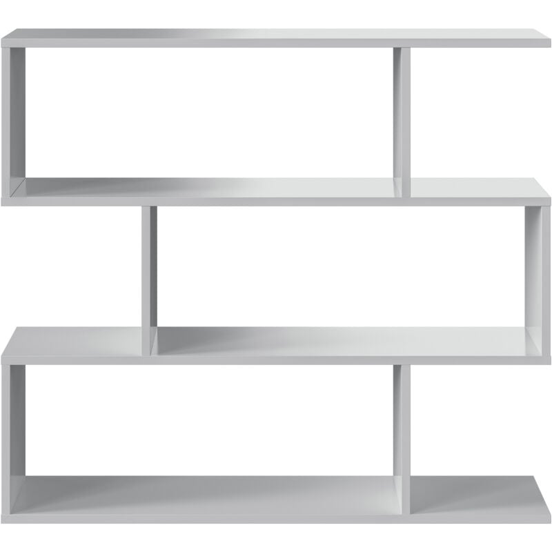 Bibliothèque, étagère basse 3 niveaux en bois mélaminé coloris blanc brillant - Longueur 110 x Profondeur 24 x Hauteur 97 cm Pegane