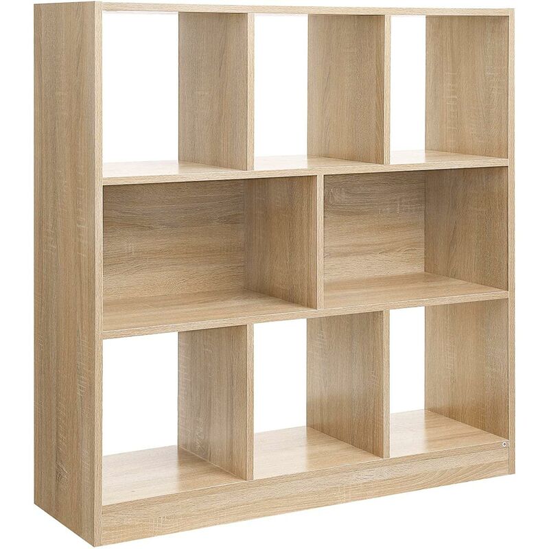 Helloshop26 - <strong>bibliotheque</strong> etagere de rangement 8 casiers bois clair bois