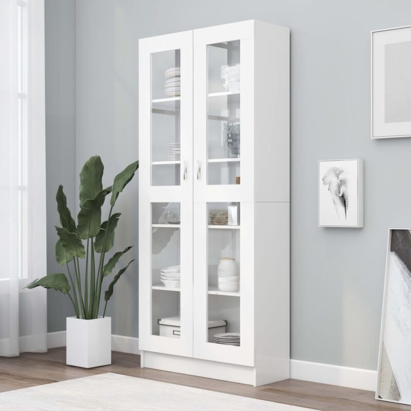 Bibliothèque Étagère de Rangement - Armoire à vitrine pour Bureau Salon Chambre Cuisine Blanc 82,5x30,5x185,5 cm Aggloméré BV499005 - BonneVie