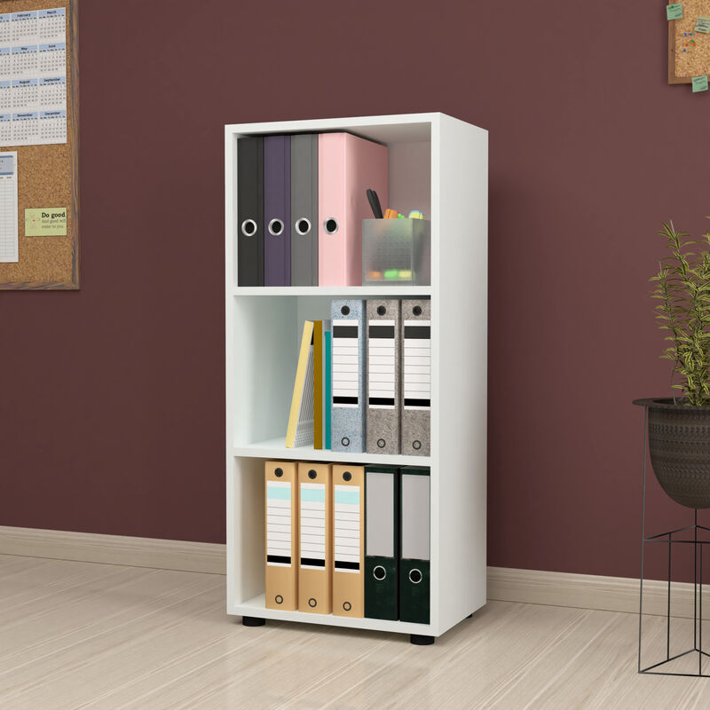 [en.casa] - Bibliothèque Vara à 3 niveaux 108 x 49 x 30 cm blanc