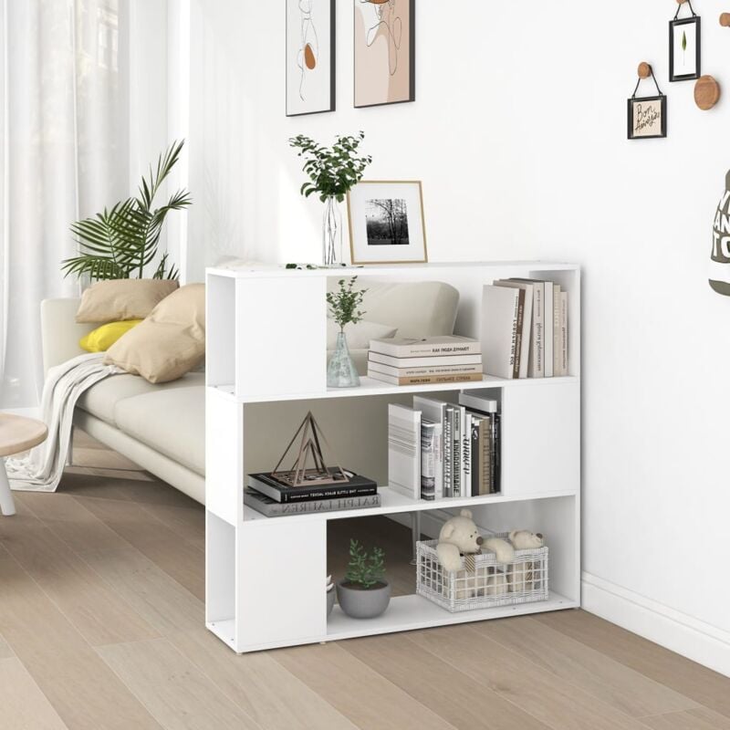 Maison Chic - Bibliothèque/Séparateur de pièce Meuble de Rangement Meuble Étagère Blanc 100x24x94 cm 83077