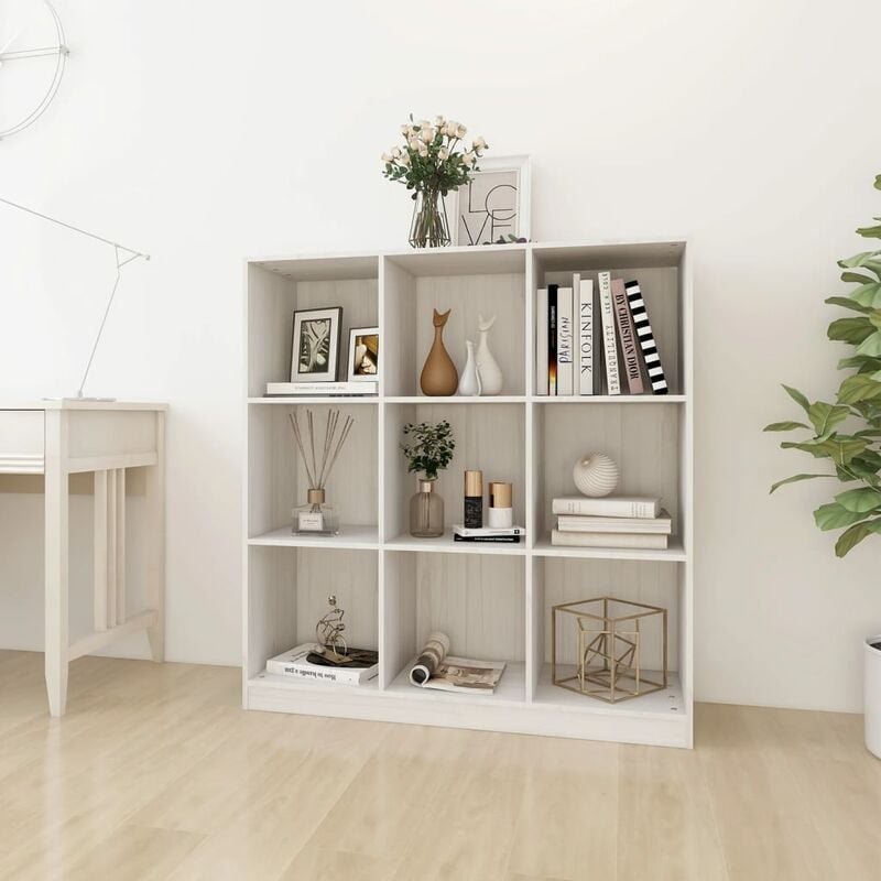 Maison Chic - Bibliothèque/Séparateur de pièce Meuble de Rangement Meuble Étagère Blanc 104x33,5x110 cm Pin 37839