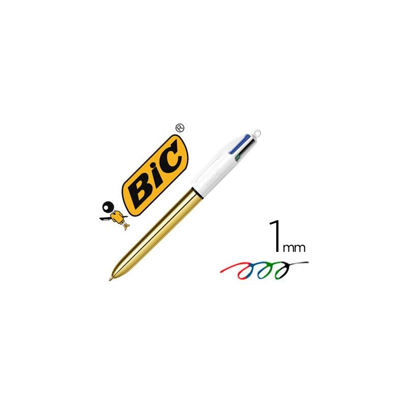 

Bic bolgrafo shine silver tinta 4 colores cuerpo blancodorado caja -12u-