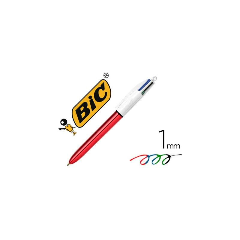 

Bic bolgrafo shine silver tinta 4 colores cuerpo blancorojo metlico caja -12u-